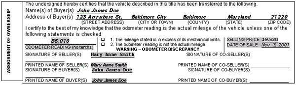 Sample assignment of ownership form